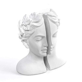 CIAL LAMA Decorative Bookends Figure Greek Bust Roman Elegant Design White 21 cm