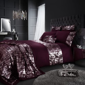 GC GAVENO CAVAILIA Premium Prosecco Glamorous Duvet Cover Quilt Set, Easy Care Super Soft & Warm Shiny Panel Fancy Bedding, Single, Burgundy