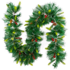 Closer2Nature Artificial Festive LED Garland, Perfect for Front Door Xmas Decorations, Wall Hanging and as a Christmas Garland Decoration,Green,270cm,XMG02SY