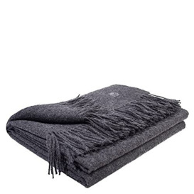 Zoeppritz since 1828 Classic Alpaca Blanket 100% Alpaca Wool Plain with Fringes 130 x 200 cm 960 Anthracite Melange