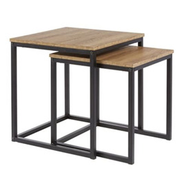 House & Homestyle Industrial Style Set of 2 Nest of Tables, Black