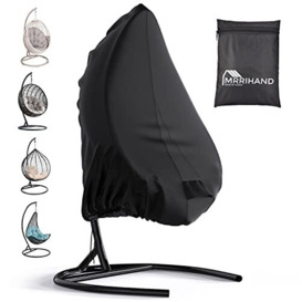 Mrrihand Egg Chair Covers Waterproof 190x115cm with Air Outlet , Black Hanging Egg Chair Cover with Zipper and Drawstring, Swing Chair Cover Anti-UV Tearproof Oxford Fabric