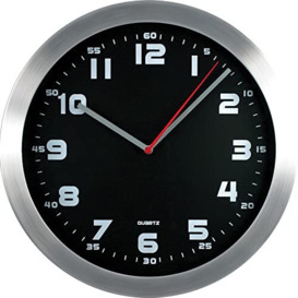 MPM Quality Metal Wall Clock Modern Design Metal Glass Step 1 x AA Battery 295 x 295 x 43mm
