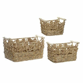 Dkd Home Decor Basket Set of Boho Fibre Sea Grass (3 Pieces)