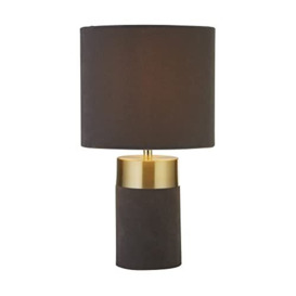 Lighting Collection Grey Velvet Table LAMP with Gold Detail,Grey/Gold,700964