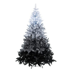 SHATCHI Snowy Mountain Tips with 4 Shades of Black and White Artificial Christmas Tree Holiday Home Xmas Festive Decorations, PVC, 7FT