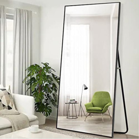 "KIAYACI Full Length Mirror Oversized Floor Mirror with Stand Bedroom Dressing Mirror Full Body Wall Mirror (Black, 71"" x 32"")"