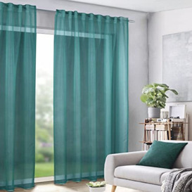 GardinenOutlet Sylvia Polyester Fir Curtain with Tape or Hidden Tab Top - 96 x 53 Inches