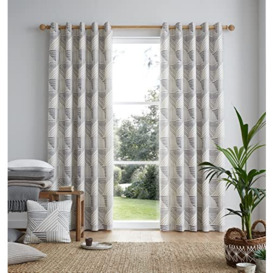 "Fusion - Campden - Pair of Eyelet Curtains - 46"" Width x 54"" Drop (117 x 137cm) in Natural"