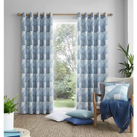"Fusion - Campden - Pair of Eyelet Curtains - 46"" Width x 54"" Drop (117 x 137cm) in Teal"