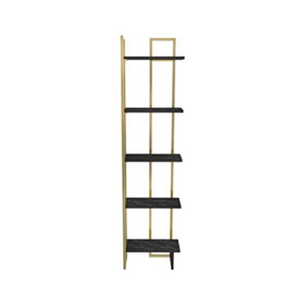 DECOROTIKA Alica Industrial 180 cm Tall Corner Unit Bookcase Decorative Bookshelf Shelving - Marble Effect (Bendire Marble & Gold) …