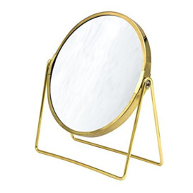 RIDDER Summer Make-Up Mirror, Cosmetic Mirror, Standing Mirror, Gold, with 5x Magnification, Handy - Modern