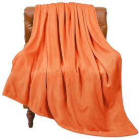 BEDELITE Fleece Blanket Orange Throw for Soft & Bed - Double Sided Cosy Fluffy Blanket Single/Travel, Super Soft and Warm Throw Blanket for Autumn and Winter, 127 x 152cm