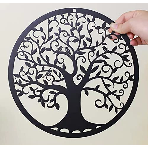 RESACO Tree of Life Wall Art Metal Tree Life Wall Decor Family Tree Wall Plaque 11 Inches Tree of Life Wall Hanging for Bathroom Kitchen Living Room Bedroom Indoor Outdoor（Black）