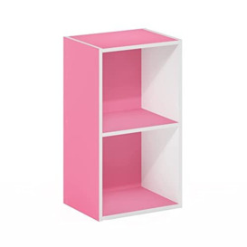 Furinno Pasir 2-Tier Open Shelf Bookcase, Pink/White