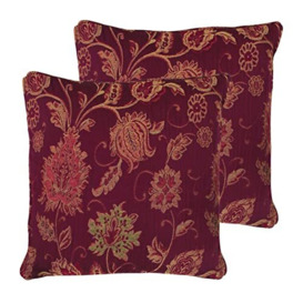 Paoletti Zurich Polyester Filled Cushions (Twin Pack), Burgundy, 55 x 55cm