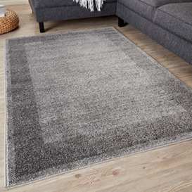 THE RUGS Ultra Soft Area Rug – Modern Luxury Fluffy Rug, Grey Plain Pattern Rugs for Living Room, Bedroom, Kids Room (80x150 cm, Grey)