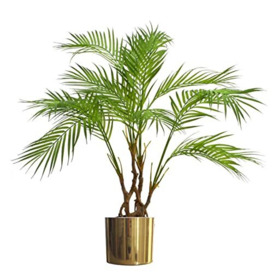 Leaf Design UK Large Realistic Artificial Palm Tree, Natural Areca Gold, 90cm