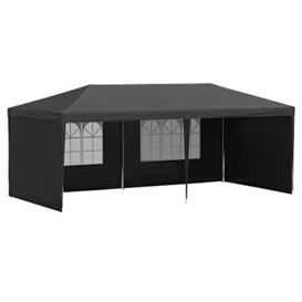 Outsunny 6 x 3 m Party Tent Gazebo Marquee Outdoor Patio Canopy Shelter with Windows and Side Panels Black