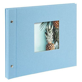 goldbuch Bella Vista 26 729 Screw-On Photo Book, 30 x 25 x 2 cm, Photo Album 40 Black Pages, Canvas Cover, Photo Album with Window Cut-Out, Photo Book Sky Blue