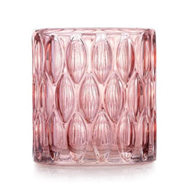 AmeliaHome Glass Tea Light Holder 9 x 9.5 cm Vigo Powder Pink