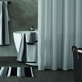 Catherine Lansfield Textured Stripe 180x180cm Shower Curtain Silver Grey