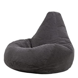 icon Dalton Cord Recliner Bean Bag Chair, Charcoal Grey, Large Lounge Chair Gaming Bean Bags for Adult with Filling Included, Jumbo Cord Adults Beanbag, Boho Decor Living Room Furniture