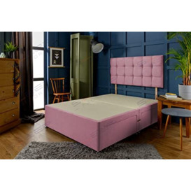 Sleep Factory's Luxury Divan Bed Base in Pink Plush with York Headboard 2.6FT (Small Single) No Drawers