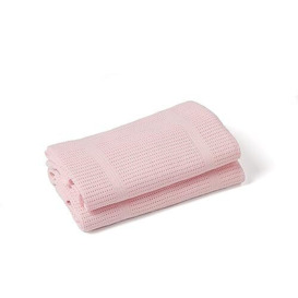 Clair de Lune Baby Cellular Blanket - TWIN PACK - Made with 100% Cotton - Suitable from Birth - Breathable Newborn Baby Wrap/Swaddle - Baby Essentials for Travel/Pram/Moses Basket - 70 x 90 cm (Pink)