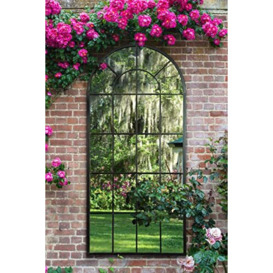 MirrorOutlet Large New Black Multi Panelled Arched Window Garden Outdoor Mirror 5ft3 x 2ft9 160cm x 55cm,GMA029