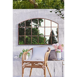 MirrorOutlet Large Metal Rustic Arched Shaped Window Garden Outdoor Mirror New 90cm X 56cm, Brown, (GM071)