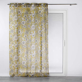 Douceur d'Intérieur, Sabléy Eyelet Curtain 140 x 280 cm Sandblasted Printed Yellow
