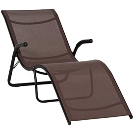 Outsunny Outdoor Folding Sun Lounger, Chaise Lounge Chair, Reclining Garden for Beach, Poolside and Patio, Dark Brown