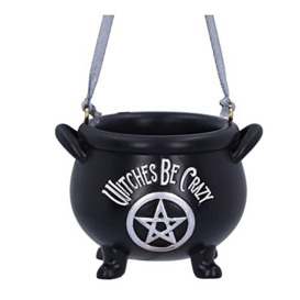 Nemesis Now Witches Be Crazy Cauldron Hanging Ornament 6.1cm, Resin, Black, Gothic Alternative Festive Decoration, Cast in the Finest Resin, Expertly Hand-Painted