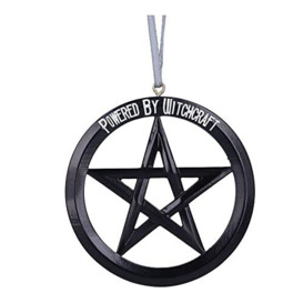 Nemesis Now Powered by Witchcraft Hanging Ornament 7cm, Black, Exclusive Pentagram Witchcraft Design, Halloween and Christmas Decoration, Cast in the Finest Resin, Expertly Hand-Painted