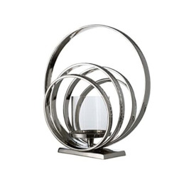 GILDE Candlestick Rings – Aluminium – Silver – Height 34 cm