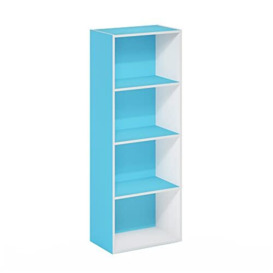 Furinno Luder 4-Tier Open Shelf Bookcase, Light Blue/White