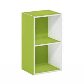Furinno Pasir 2-Tier Open Shelf Bookcase, Green/White