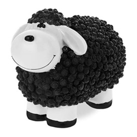 Relaxdays Garden Decoration Sculpture Sheep HBT: 16x21x12,5 cm, Weatherproof, Gift Idea, for Indoors and Outside, Black, 100% polyresin, 1