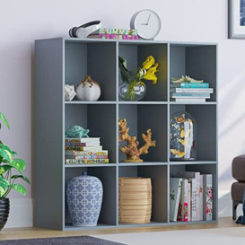 Vida Designs Durham Cube Bookcase Storage Organiser Living Room Bookshelf Home Office Furniture (9 Cube, Grey)