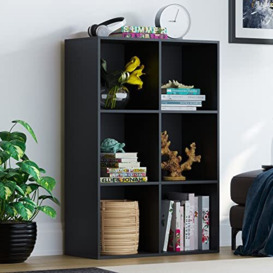 Vida Designs Durham Cube Bookcase Storage Organiser Living Room Bookshelf Home Office Furniture (6 Cube, Black)