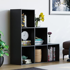 Vida Designs Durham Staircase Bookcase Shelves Storage Organiser Living Room Furniture (6 Cube, Black)