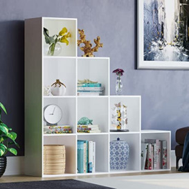 Vida Designs Durham Staircase Bookcase Shelves Storage Organiser Living Room Furniture (10 Cube, White)