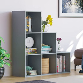 Vida Designs Durham Staircase Bookcase Shelves Storage Organiser Living Room Furniture (6 Cube, Grey)