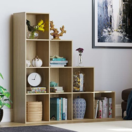 Vida Designs Durham Staircase Bookcase Shelves Storage Organiser Living Room Furniture (10 Cube, Oak)