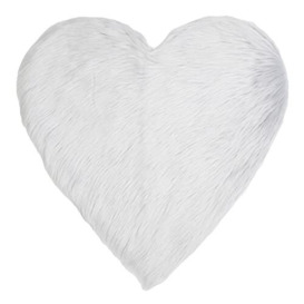 Sienna Heart Faux Sheepskin Rug Fluffy Bedroom Microsuede Carpet Shaggy Pile Non-Shed Super Soft Floor Mat, 65 x 65cm - Silver Grey