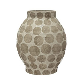 "Creative Co-Op Terra-Cotta Wax Relief Dots Vase, 13"" L x 13"" W x 16"" H, Cream"
