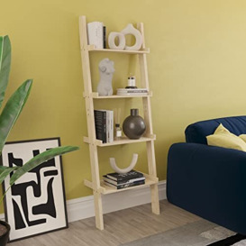Vida Designs York 4 Tier Ladder Bookcase Leaning Display Shelf Unit Living Room Office Furniture (Pine)