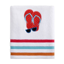 Avanti Linens Surf Time Collection, Embroidered Hand Towel, White
