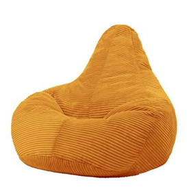 icon Dalton Cord Recliner Bean Bag Chair, Ochre Yellow, Large Lounge Chair Gaming Bean Bags for Adult with Filling Included, Jumbo Cord Adults Beanbag, Boho Decor Living Room Furniture